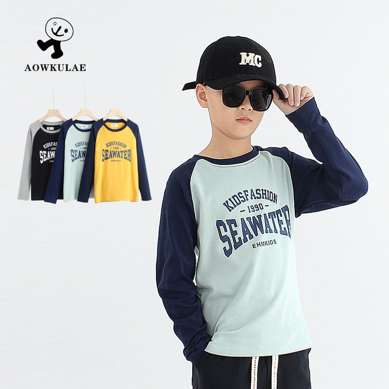 Korean Style Children Long Sleeved T Shirt Raglan Base Top