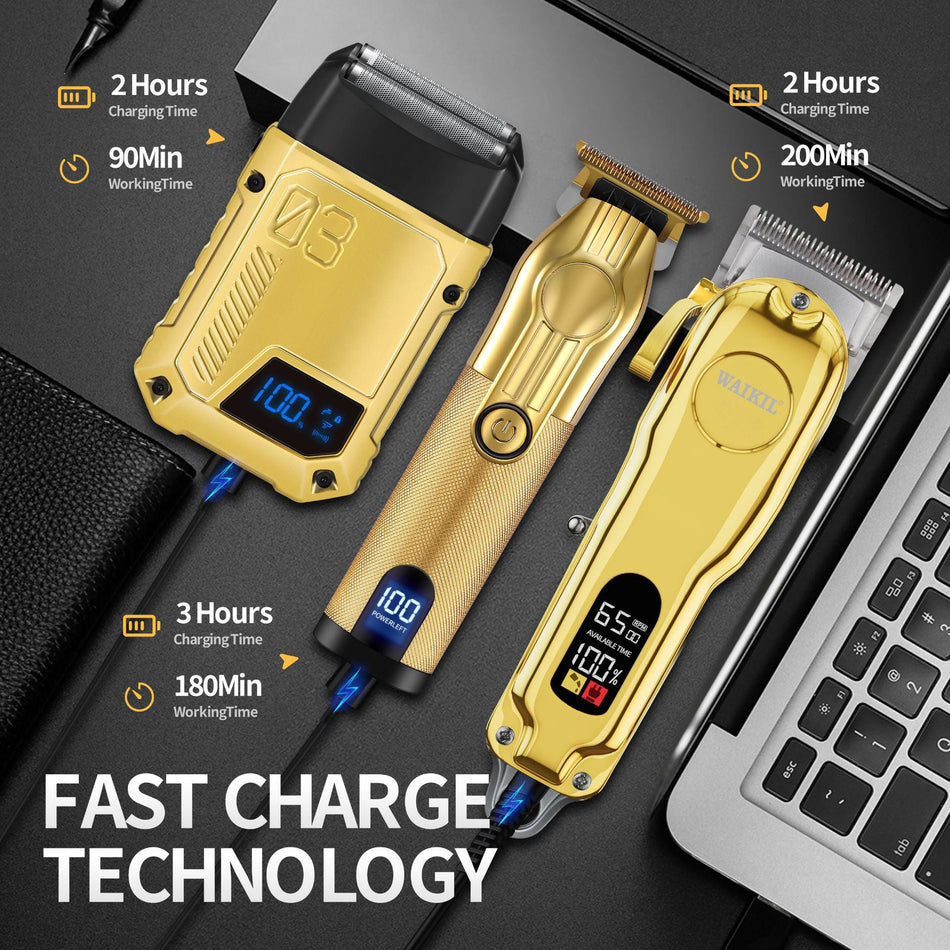 Professional Metal Hair Clipper Set with Digital Display