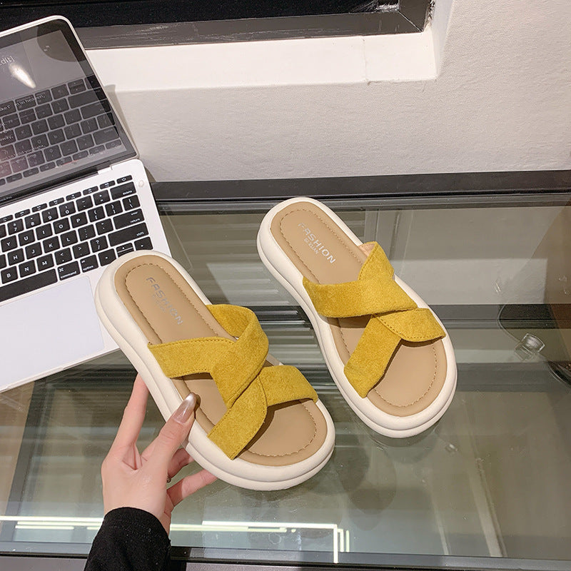 2026 Fairy Style Pearl Thick-Sole Slide Slippers for Women