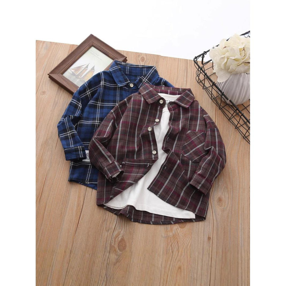 Boys Stylish Plaid Spring Shirt Fashion 2025
