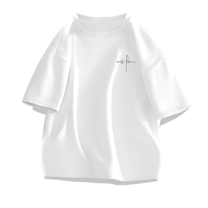 Men's Cotton Hooded T-Shirt Loose Fit Printed Casual Top