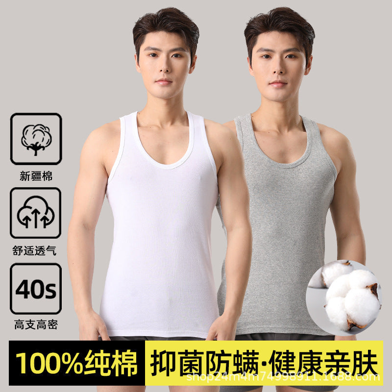 Men’s 100% Cotton Sleeveless Vest Breathable Antibacterial Large