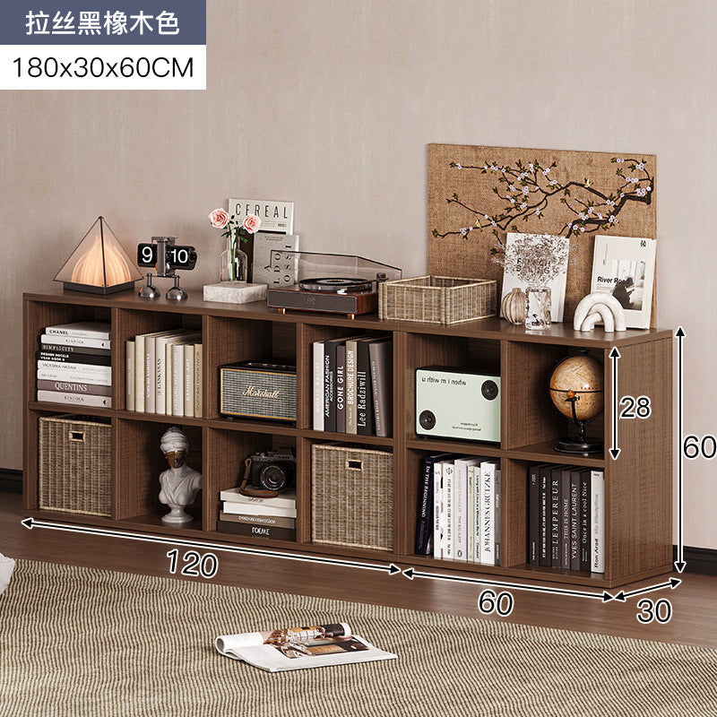 8-Compartment Floor Bookshelf Low Storage Cabinet