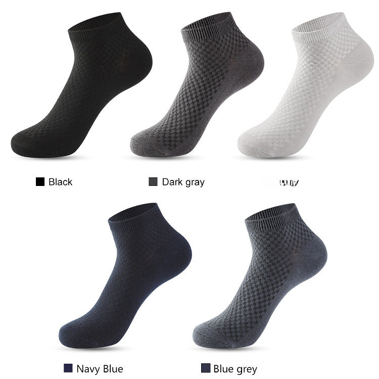 (Pack of 5)-Men’s Bamboo Cotton Boat Socks – Massage Sole No-Show
