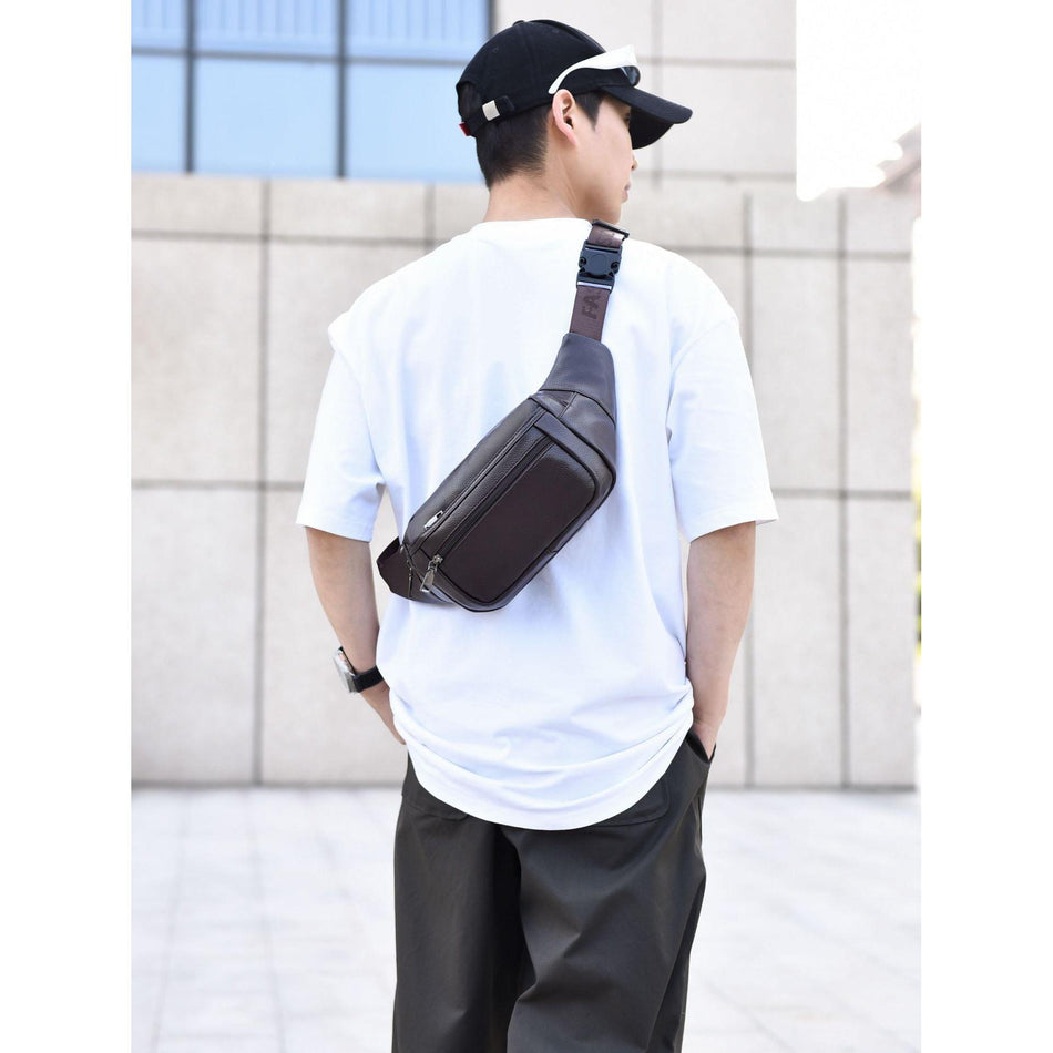 Men’s PU Leather Waist Bag – Cross-Body Commuter Bag