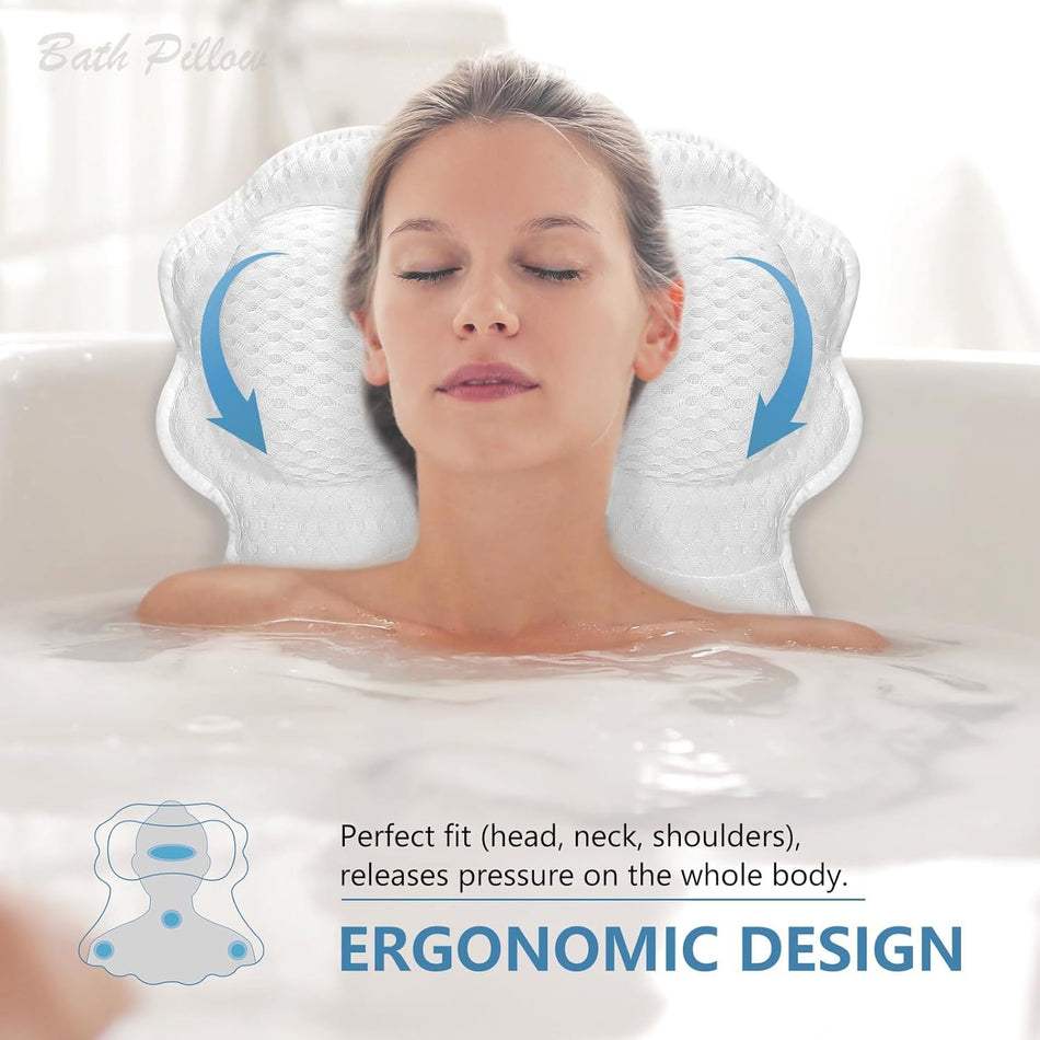 Bathtub Pillow Anti-Slip Mat Bath Cushion Back Headrest Bath