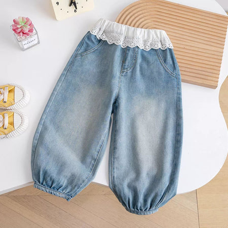 Girls Loose Straight Jeans Korean Style Casual Pants – Kids Fashion Nepal | Tudoholic