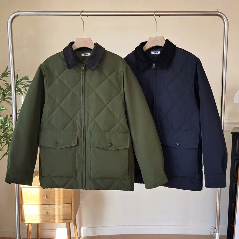 Lapel Cotton Jacket for Men 2025 | Diamond Plaid