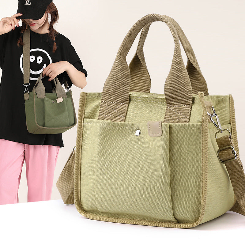 Japanese Canvas Tote Bag – Solid Color Crossbody Style