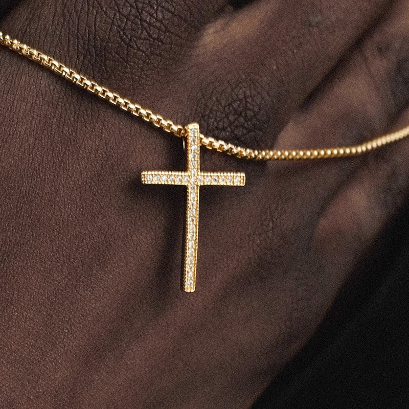 Men's Gold Cross Diamond Pendant – American Street Style