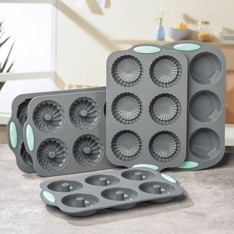 6-Piece Silicone Donut Muffin Pudding Baking Mold Set