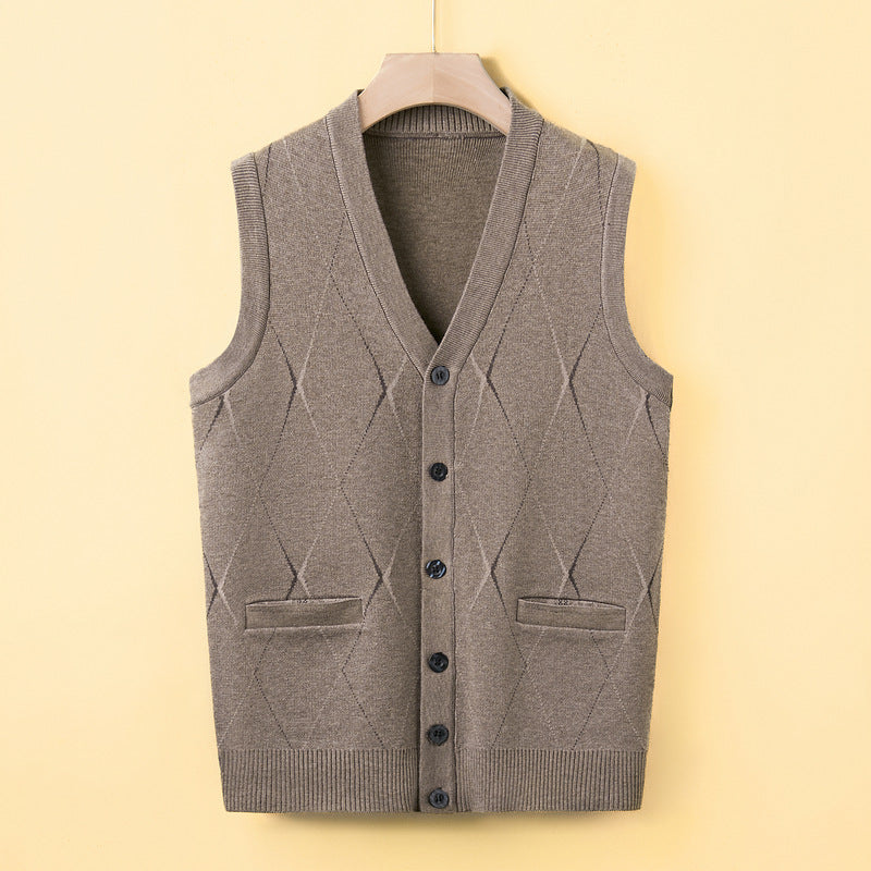 STOCK-Sleeveless Sweater – Warm Cardigan Vest for Dad & Grandpa