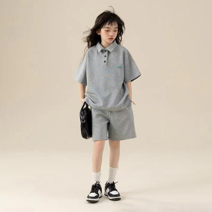 Girls Lapel Top & Casual Shorts Set – Smart Kids Fashion Nepal | Tudoholic