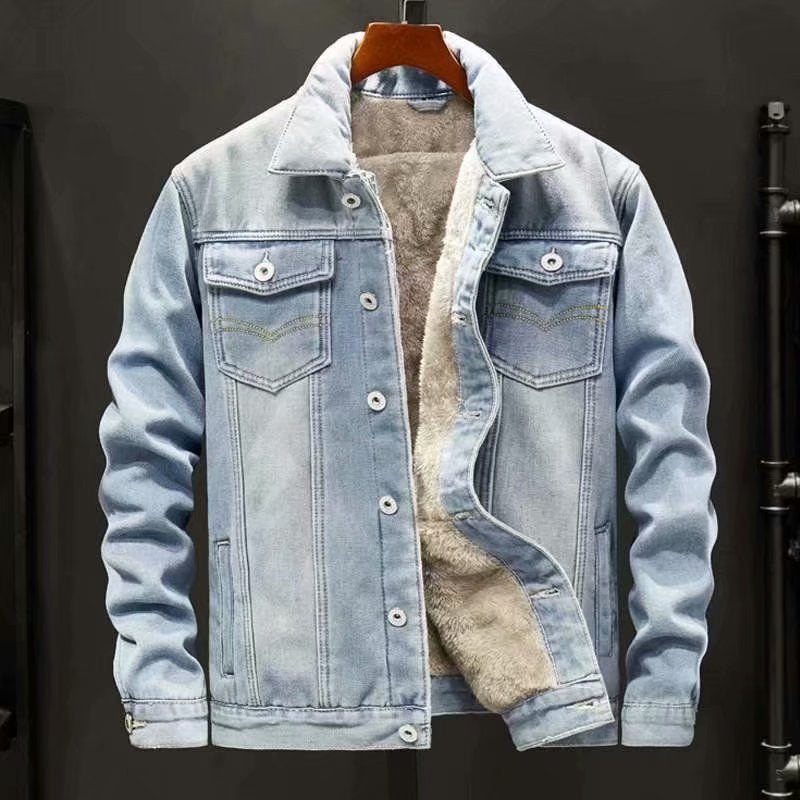 Men’s Fleece-Lined Denim Coat – Thick & Trendy