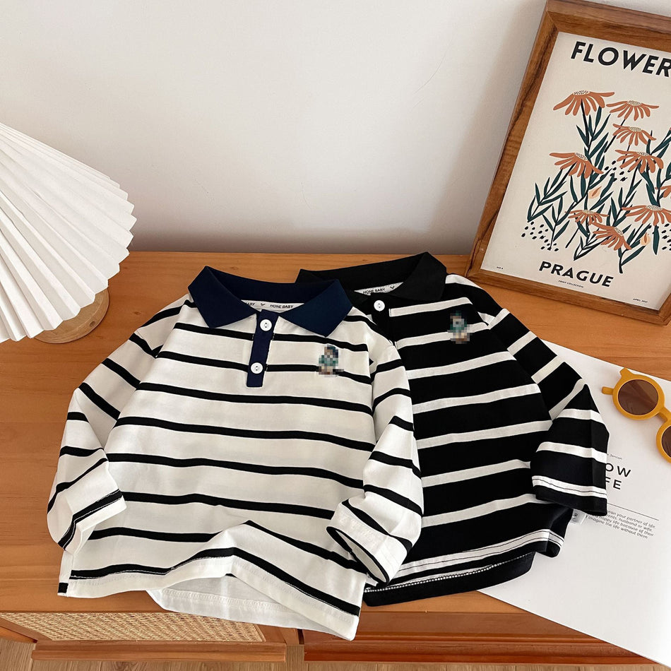 Boys’ Striped Long-Sleeve POLO Shirt Spring & Fall