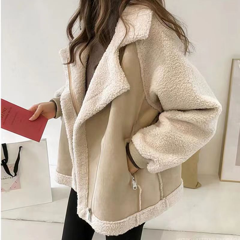 Thickened Lamb Wool One-Piece Fur Jacket