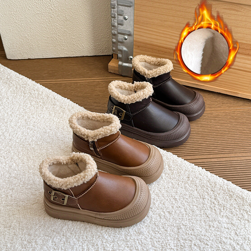 Children Warm Cotton Boots Velvet Lined Winter Shoes Kid Pro