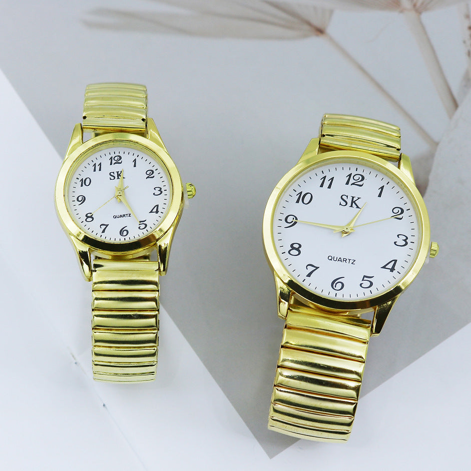 Large Number Spring Steel Band Watch