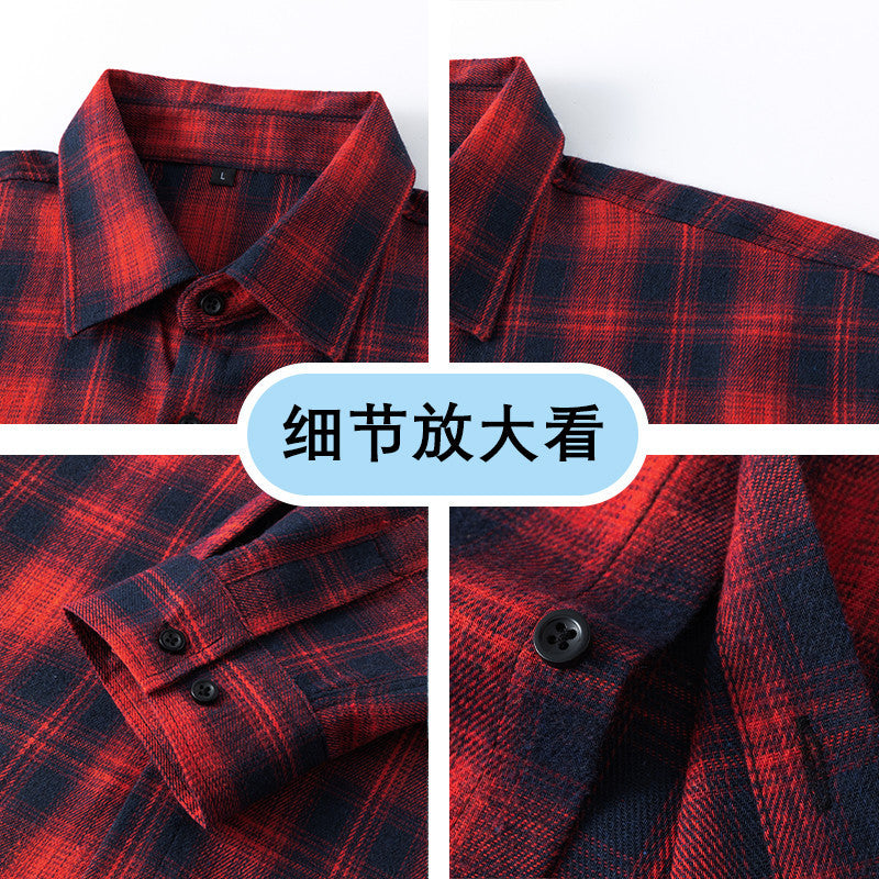 Men's American Retro Plaid Loose Long-Sleeve Shirt Jacket