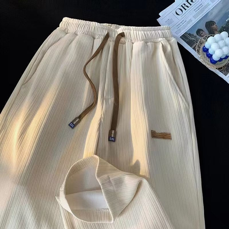 Men’s Ultra-Thin Ice Silk Wide-Leg Casual Sports Trousers