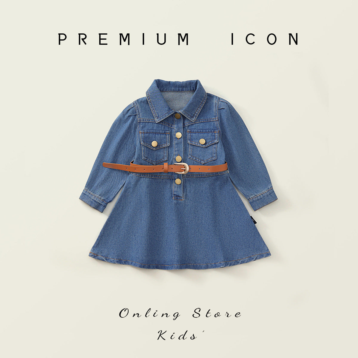 Girls Denim Belt Dress Korean Autumn Style – Spring Autumn Kids Fashion Nepal | Tudoholic