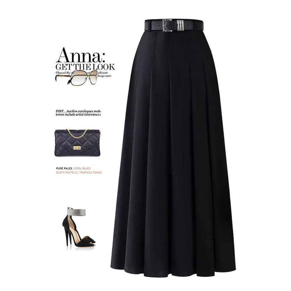 Pleated Suit Skirt – Slim Fit Mid-Length Office Skirt