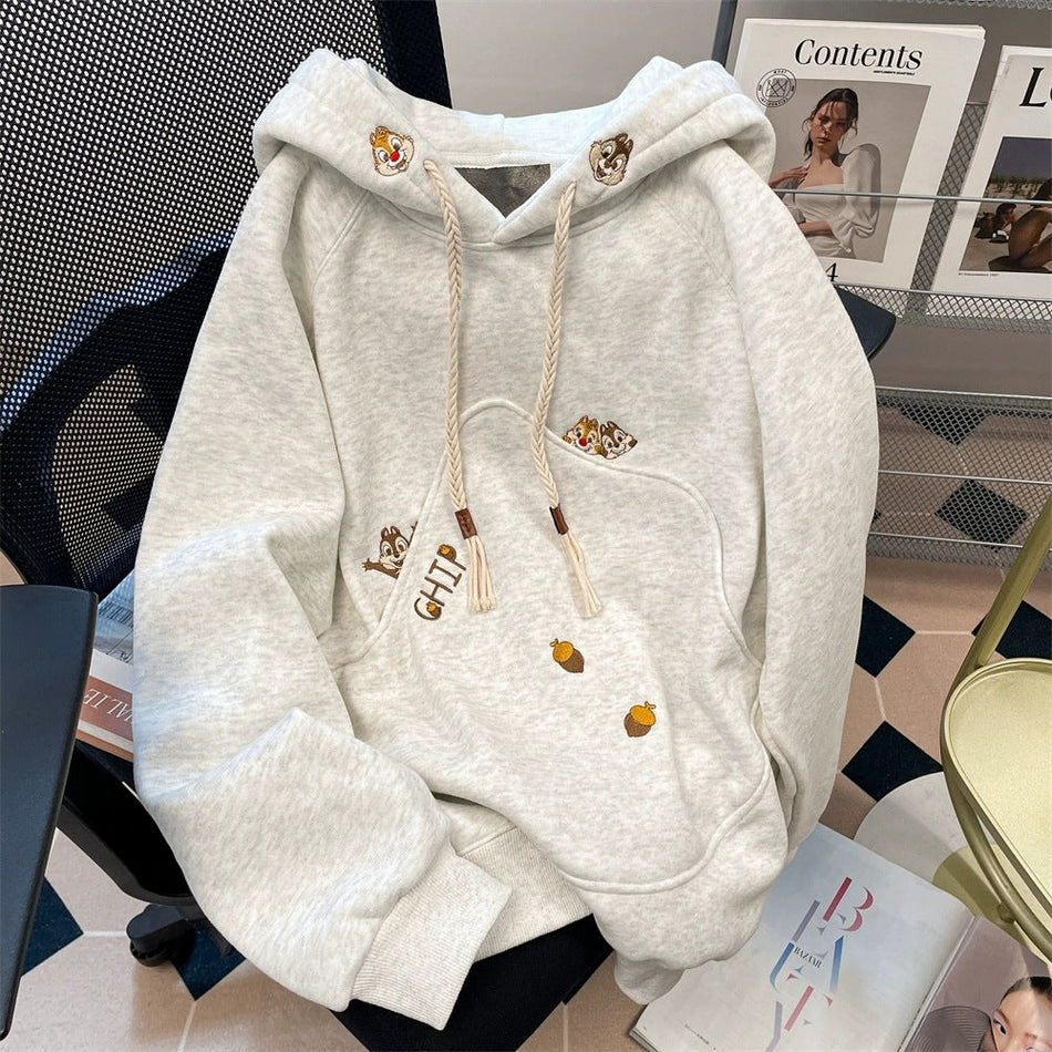 Embroidered Hooded Fleece Sweatshirt