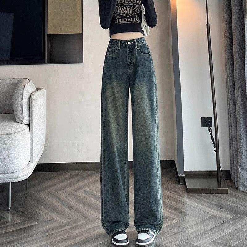 STOCK-Vintage High Waist Wide-Leg Slimming Straight Jeans