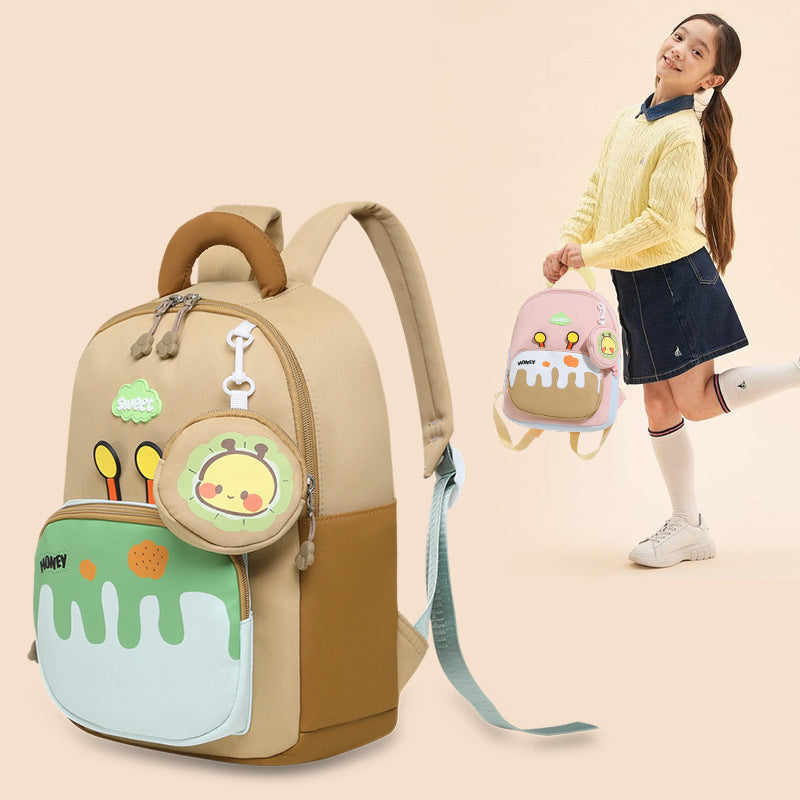 Lightweight Cartoon School Backpack for Kids Grades 1–6