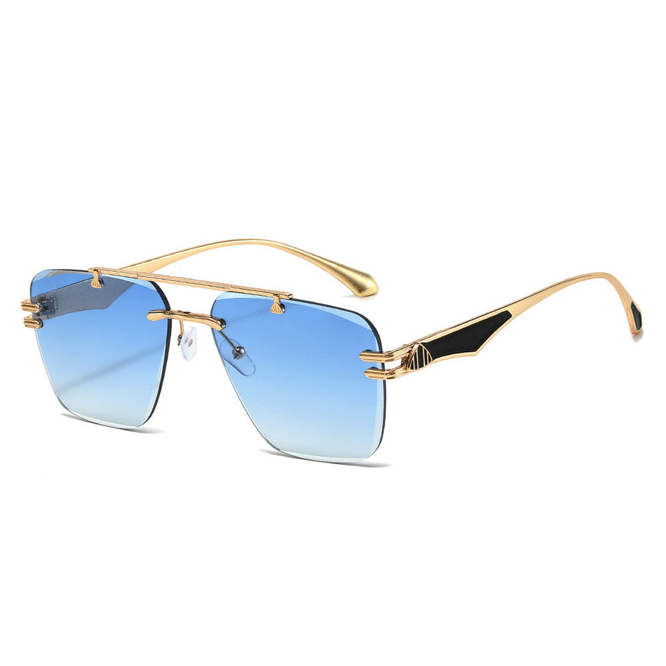 STOCK-Trendy Frameless Men’s Metal Sunglasses for Driving
