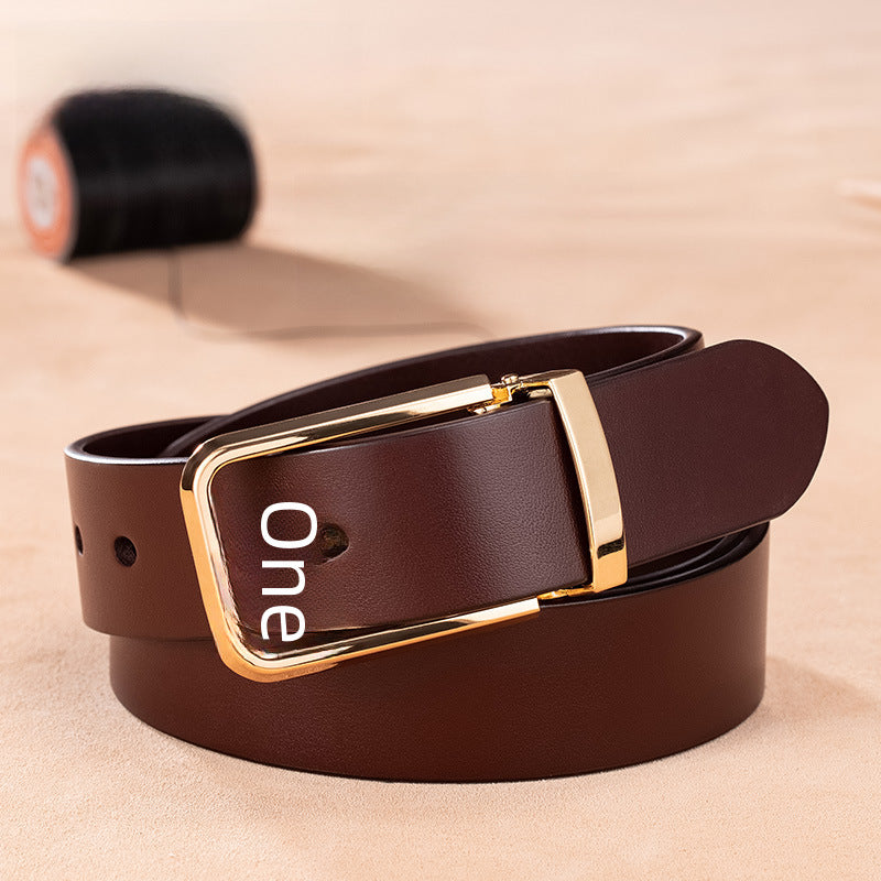 Men's Pure Cowhide Belt – Alloy Clip Pin Buckle
