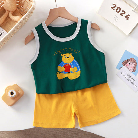 Kids Cotton Vest Set Boys Summer Korean Outfit – Summer Kids Fashion Nepal | Tudoholic