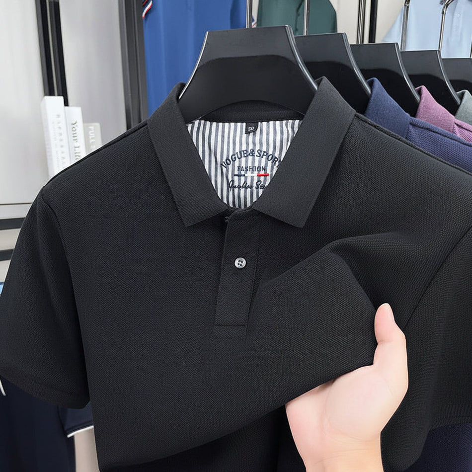 Men's Cotton Breathable Embroidered Short Sleeve Polo Shirt