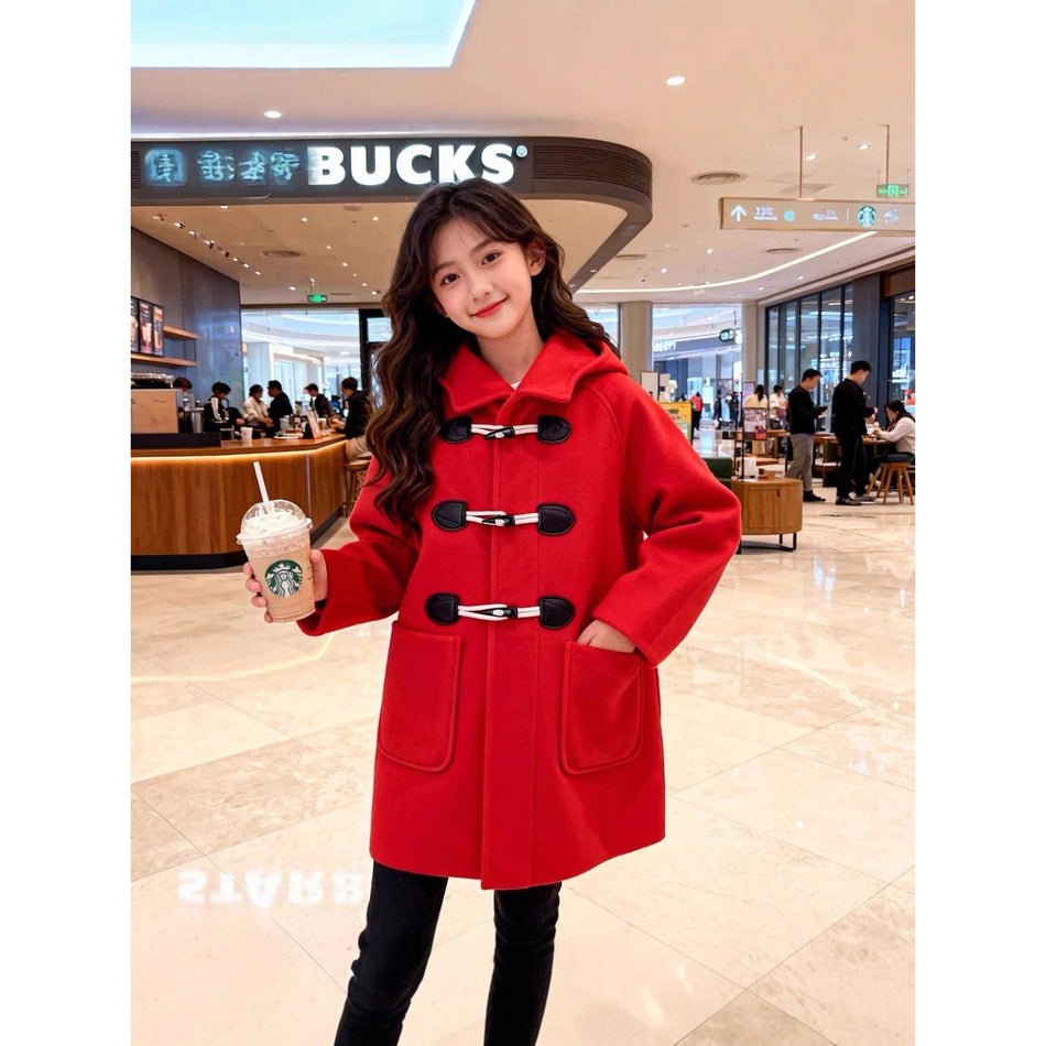 2025 Girls Autumn and Winter New Woolen Coat Mid-Length Coat