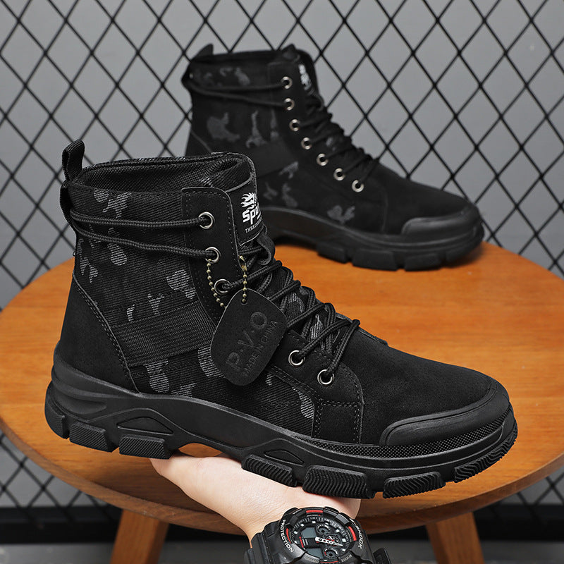 INSTOCK-Men’s Martin Boots – Extra Large Size High-Top Autumn