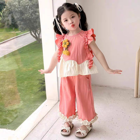 Girls Korean Style Summer Two Piece Outfit 2025 Set – Summer Kids Fashion Nepal | Tudoholic