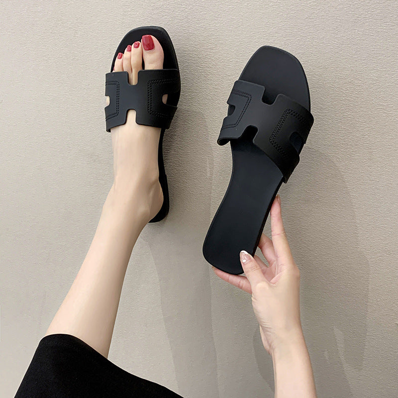 Women’s Summer Flat Logo Slippers – Trendy & Comfortable