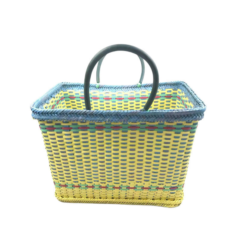 Household Vegetable & Fruit Basket Hand-Woven Plastic Rattan