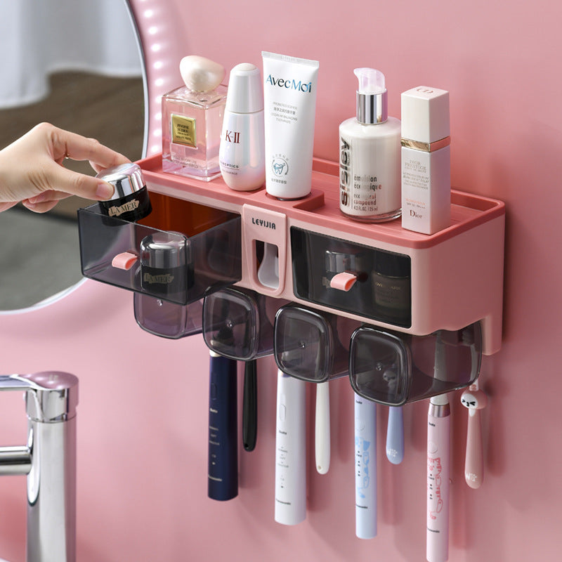 Transparent Wall-Mounted Toothbrush & Toothpaste Holder