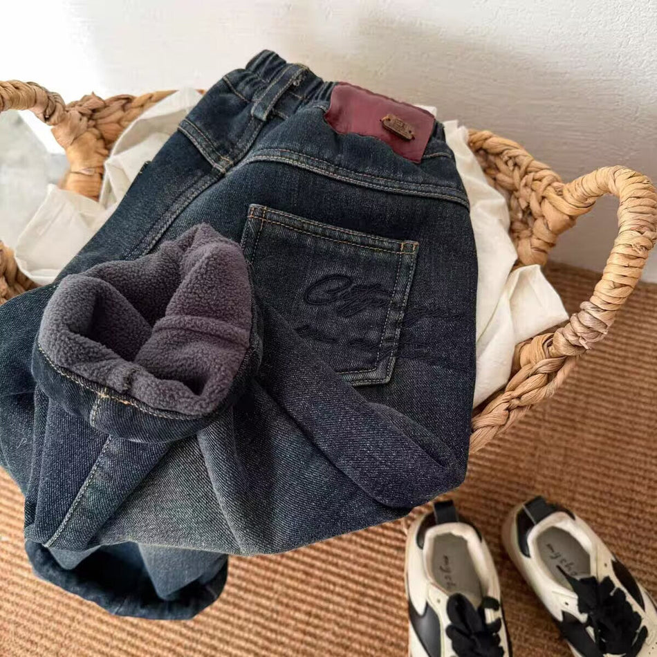 Kids Thick Fleece Jeans for Autumn & Winter