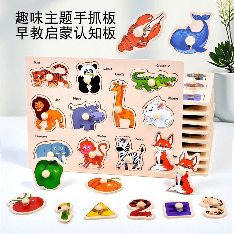 Wooden Kids Puzzle Board – Alphabet, Numbers & More