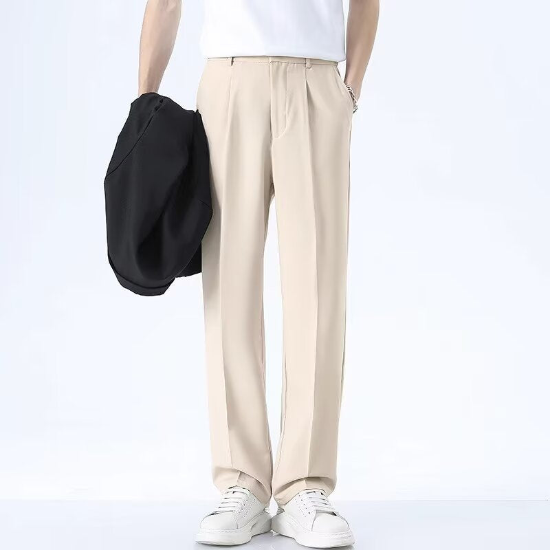 Men’s Korean Style Slim-Fit Ice Silk Casual Dress Pants