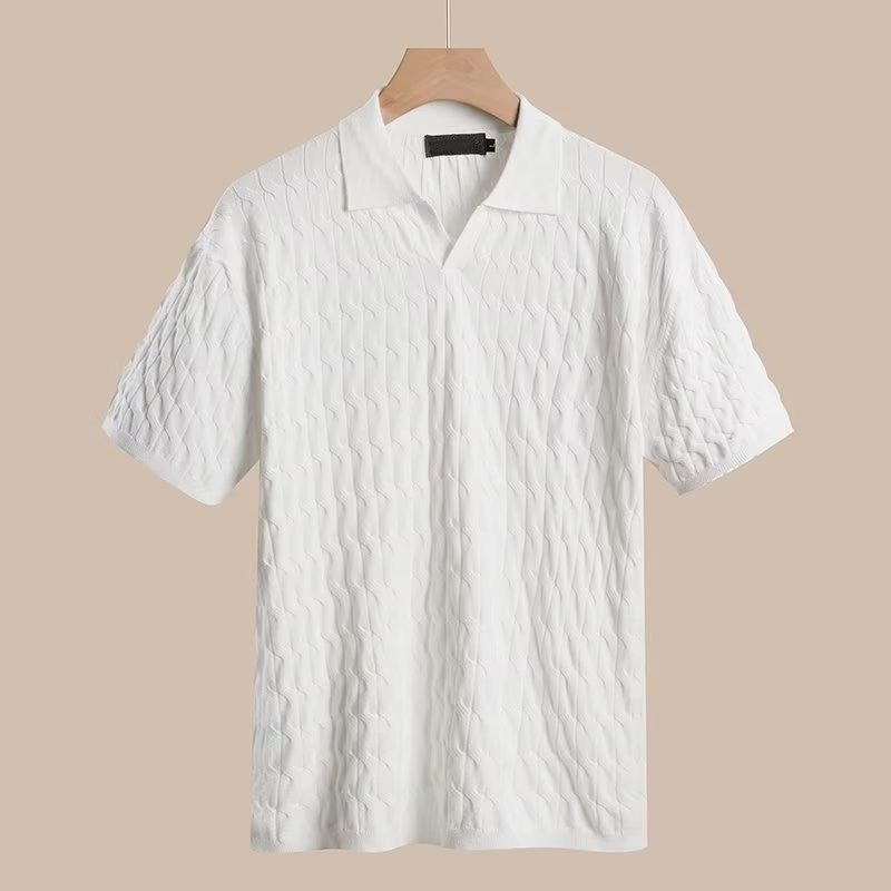 Light Mature Men's Slim Short-Sleeved Polo Lapel Top