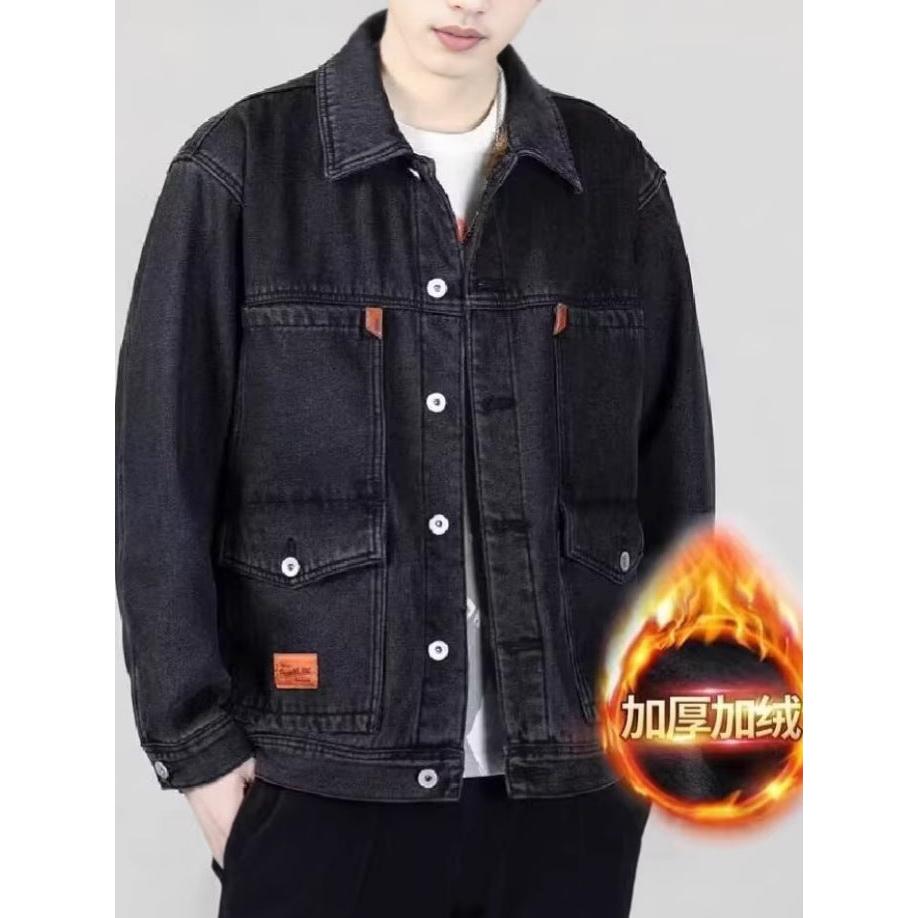 Men’s Thickened Denim Jacket – Autumn Winter Fashion