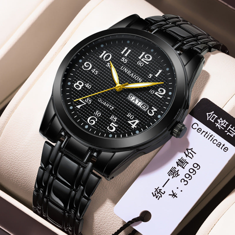 INSTOCK-Waterproof Dual Calendar Quartz Watch
