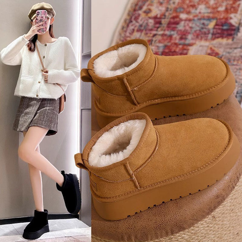 Women’s Thick-Soled Fleece-Lined Short Snow Boots