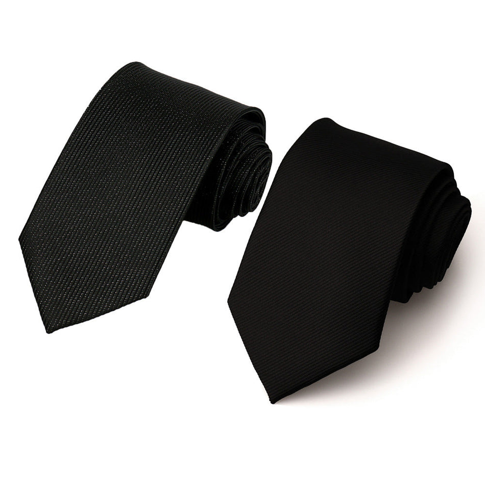 Waterproof Black 8cm Business Tie – Striped & Stylish