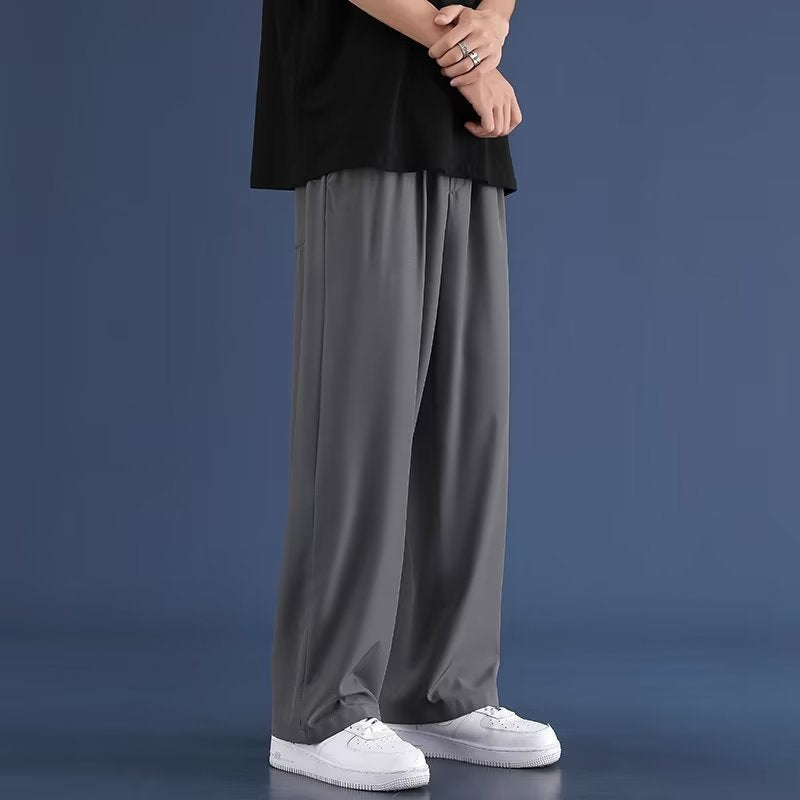 STOCK-Men’s Ice Silk Loose Pants - Summer Hong Kong Style