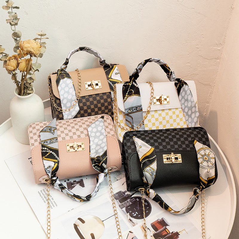 Printed Small Square Chain Crossbody Bag for Women 2023