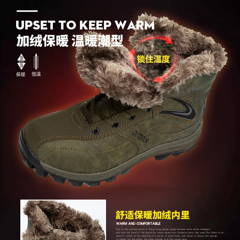 Plus Size Men’s Waterproof Fleece-Lined Snow Boots